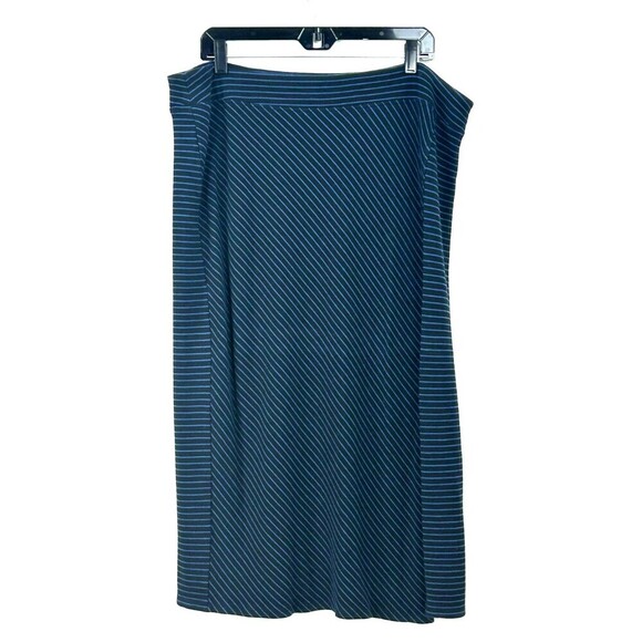 J. Jill Dresses & Skirts - J Jill Wearever Womens Midi Black Blue Striped Pull On Skirt Slit Sz XL 1260E4
